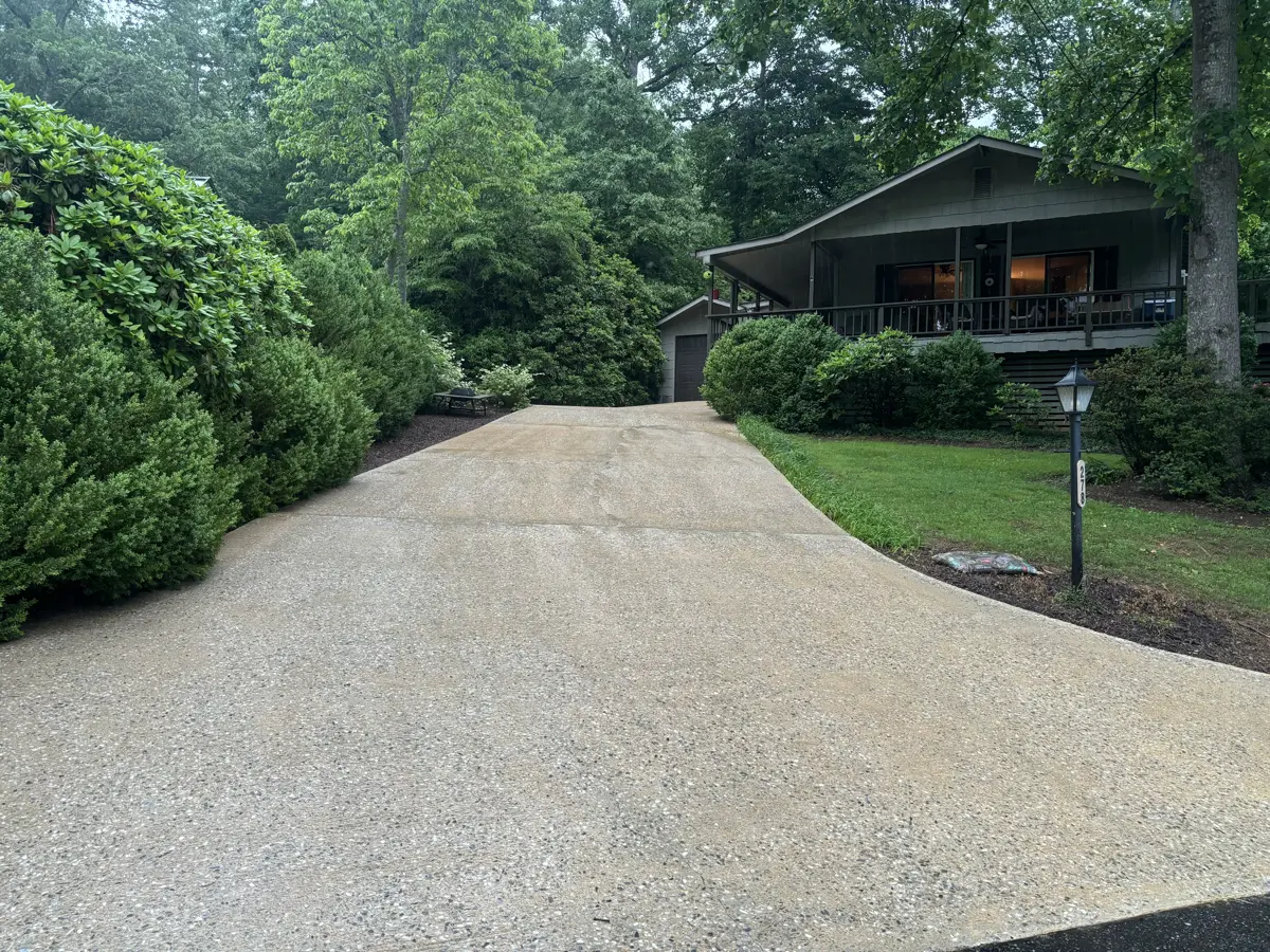 Driveway completely clean and algae-free after washing